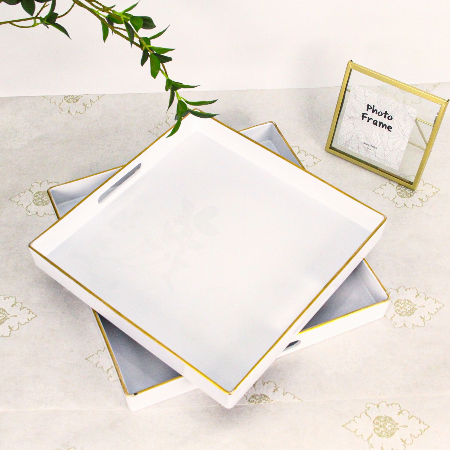 Modern Rectangular Plastic Tray for Home and Office Use Decorative Serving Tray Food and drink serving tray