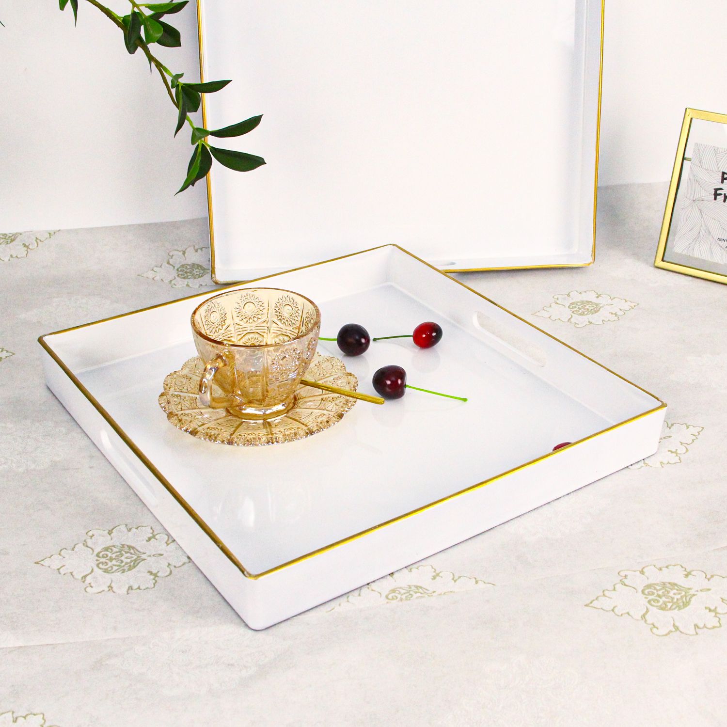 Modern Rectangular Plastic Tray for Home and Office Use Decorative Serving Tray Food and drink serving tray