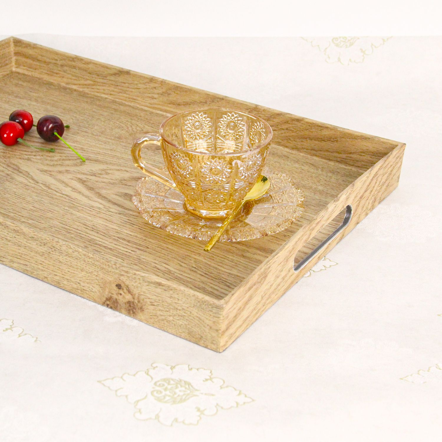 Gold Decorative Modern Serving Tray with Handles Ottoman Tray For for Coffee Table Bathroom Decor