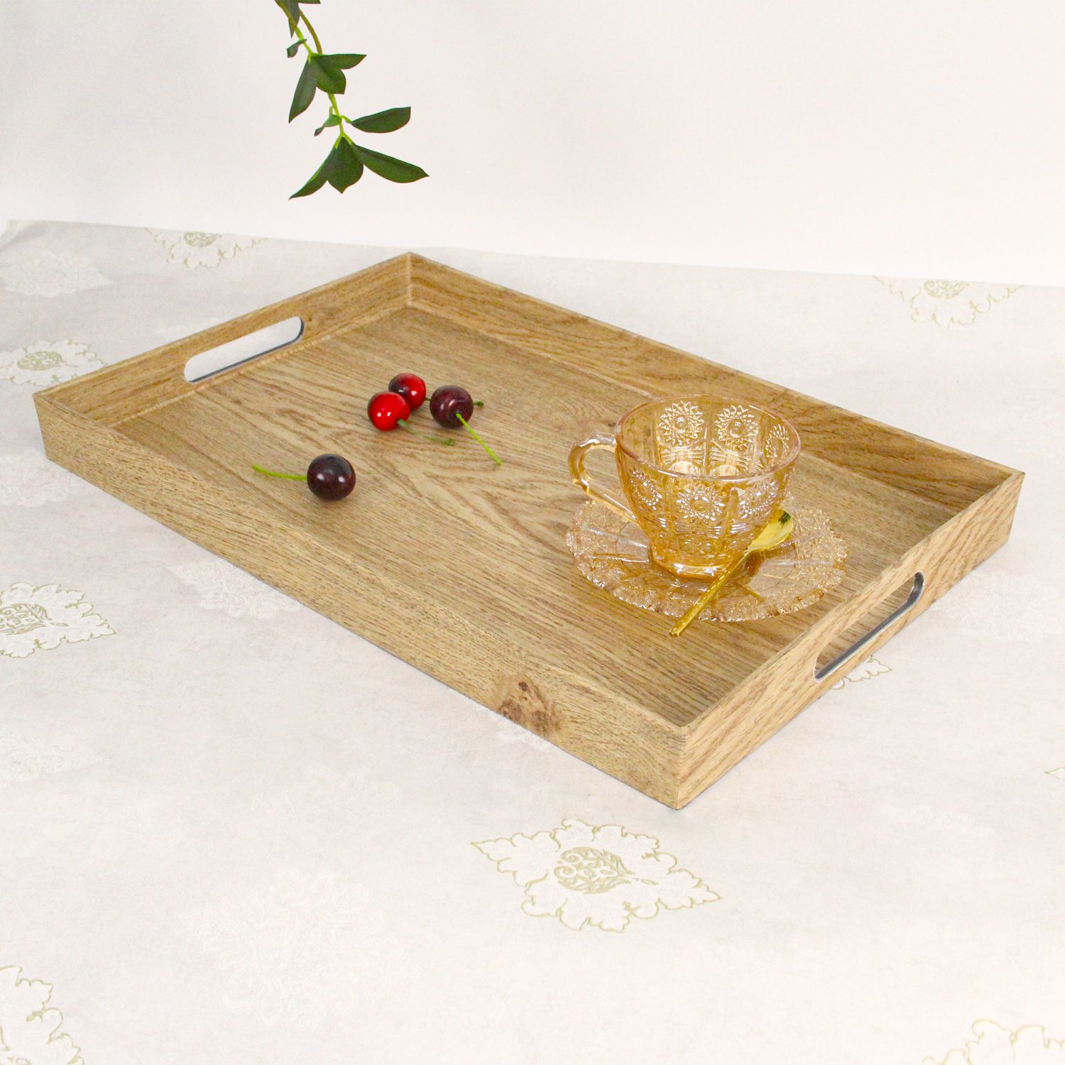 Gold Decorative Modern Serving Tray with Handles Ottoman Tray For for Coffee Table Bathroom Decor