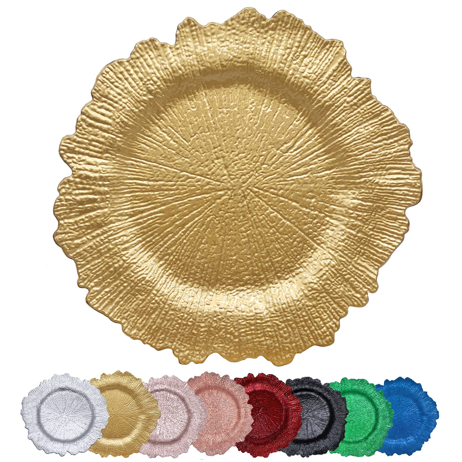 Custom Table Decorative Silver Gold Coral Plastic Charger Plates for Dinner Party Wedding Baby Shower Anniversary