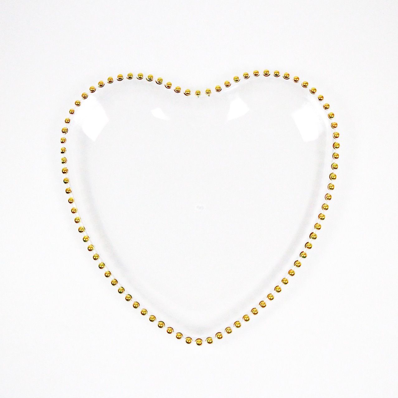 Wedding 13in Heart shaped Acrylic Clear plastic Charger plate with gold beads for event Dinner Plate