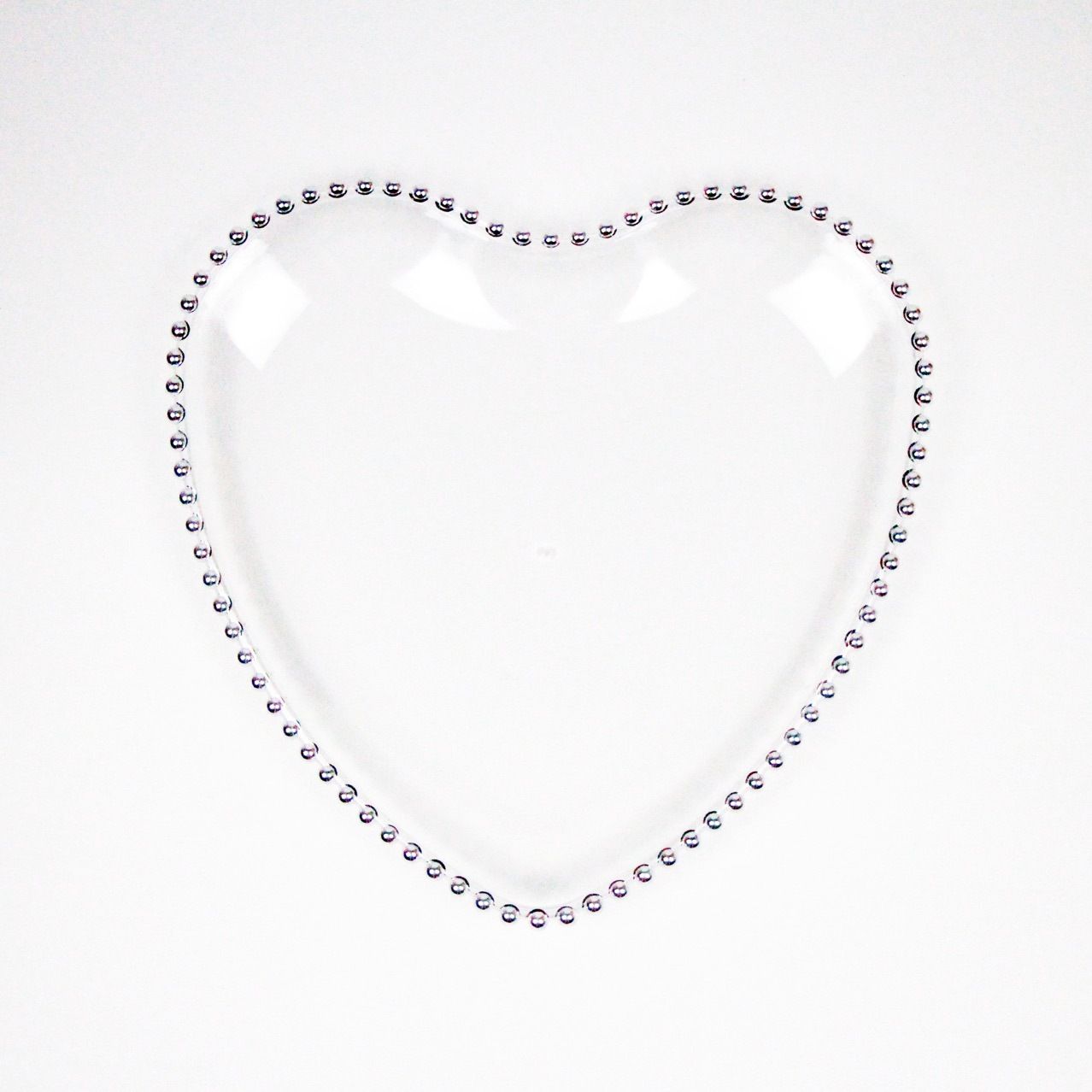 Wedding 13in Heart shaped Acrylic Clear plastic Charger plate with gold beads for event Dinner Plate