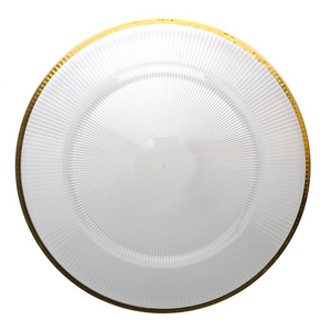 13inch clear plate for dinner under plate decorations transparent charger plates with gold rim