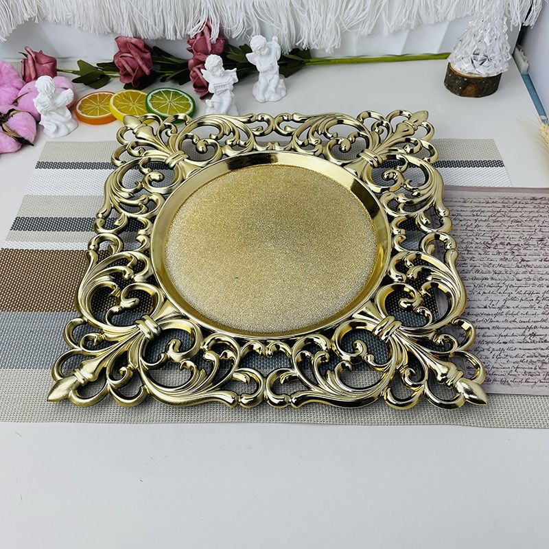 13inch square shape decorative under plate plastic charger plates for wedding decorations