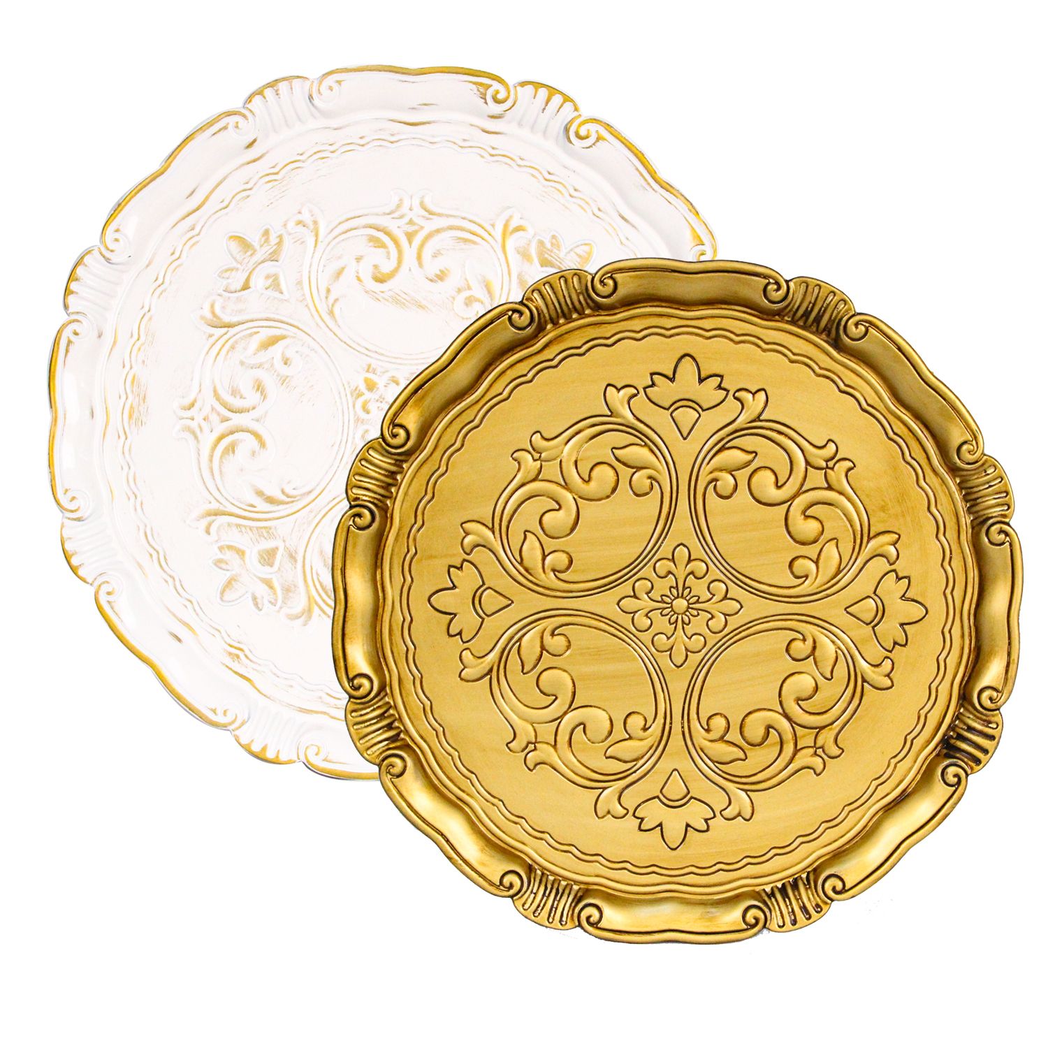 13 inch gold reef plastic charger plates for dinner under plate decoration