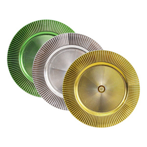 Wholesale Modern Simple Gold Plastic Charger Tray Wedding Banquet Table Decoration Charger Plate