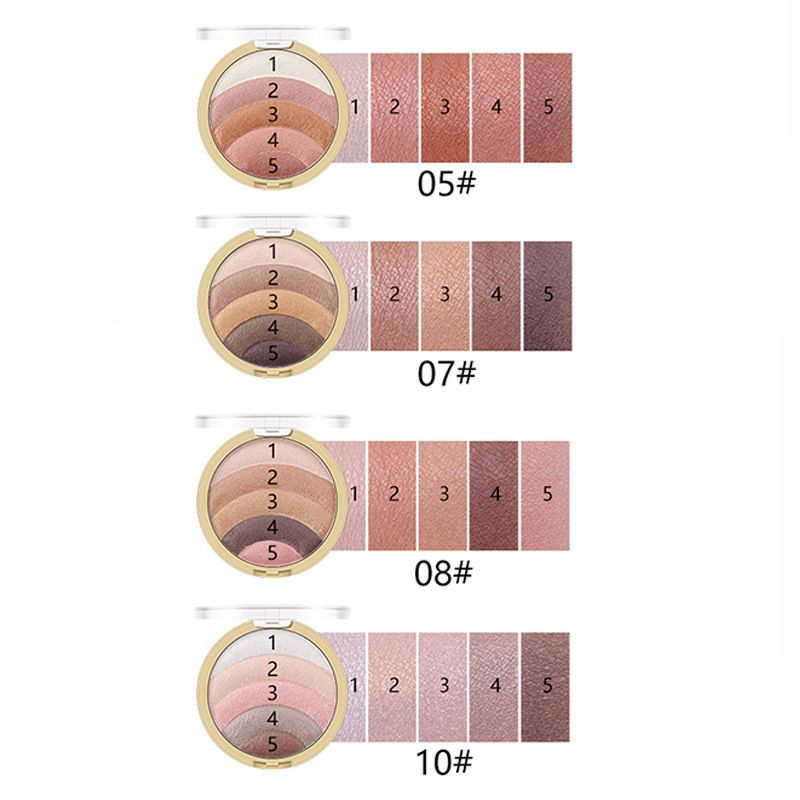 Five-color baked powder eyeshadow palette, contouring and high-gloss all-in-one eyeshadow palette, shimmery and shimmery blush