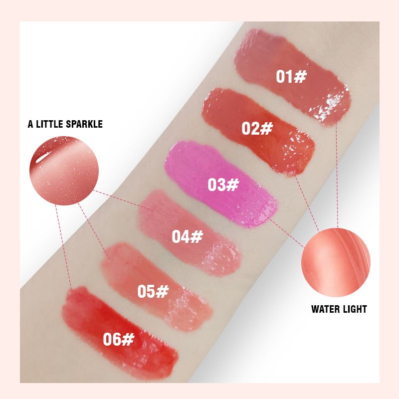 BSMIONE Six-color water-glossy lip glaze, moisturizing, non-sticky, pearlescent fine glitter lipstick OEM ODM