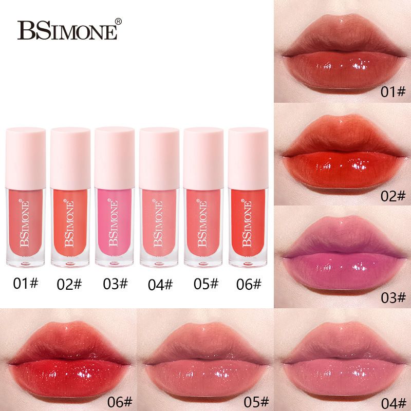 BSMIONE Six-color water-glossy lip glaze, moisturizing, non-sticky, pearlescent fine glitter lipstick OEM ODM