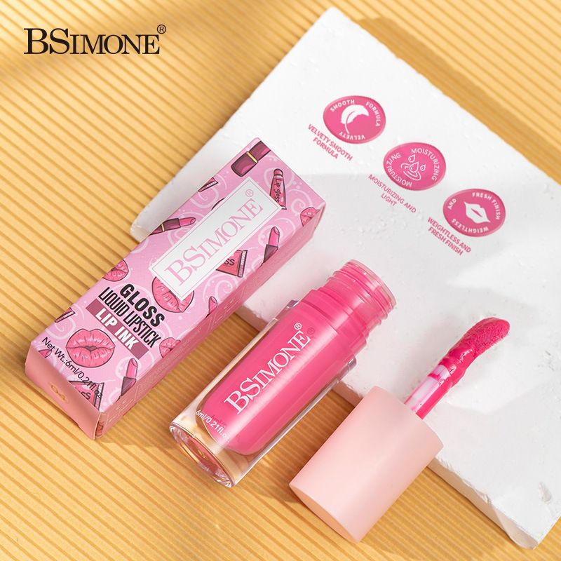 BSMIONE Six-color water-glossy lip glaze, moisturizing, non-sticky, pearlescent fine glitter lipstick OEM ODM