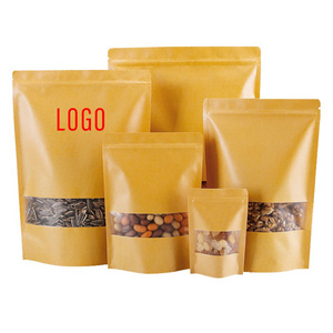 High quality 3 layer stand up zipper pouche snack packaging kraft stand up pouch with window