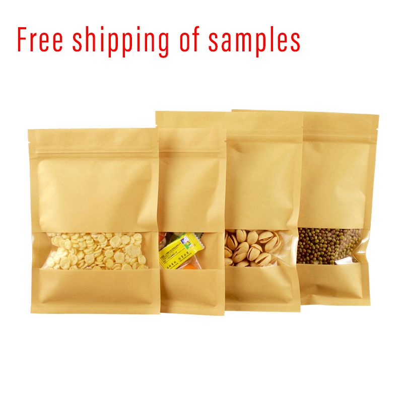 High quality 3 layer stand up zipper pouche snack packaging kraft stand up pouch with window