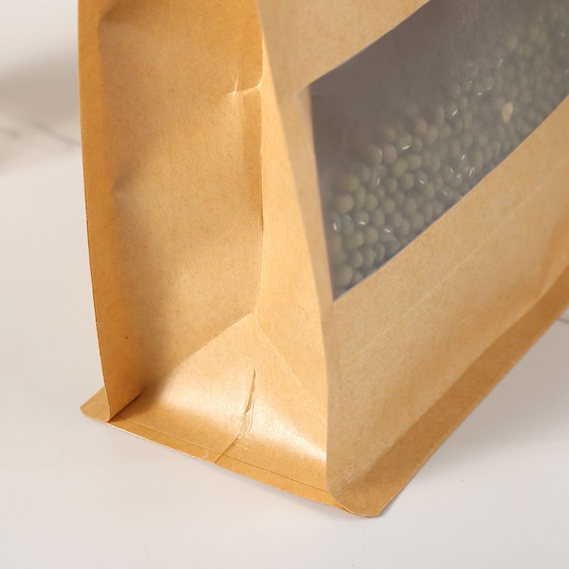 Custom food packaging zip lock matte stand up pouch self sealing kraft stand up pouch with window