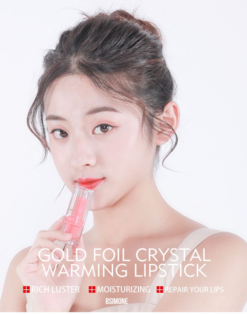 BSIMONE Gold foil crystal temperature changing lipstick jelly color moisturizing mirror lipstick