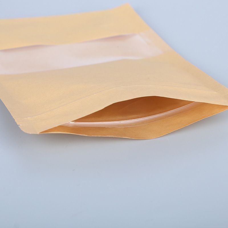 Wholesale biodegradable stand up pouch kraft paper packaging bags for snacks nuts dried fruits candies