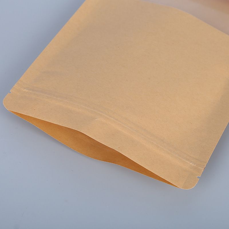 Wholesale biodegradable stand up pouch kraft paper packaging bags for snacks nuts dried fruits candies