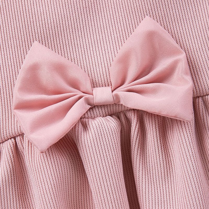 Girls' Spring Autumn Long-Sleeve Bow Top and Flared Pants Two-Piece Set, Cute Princess Comfortable Soft Fashionable Casual Outf