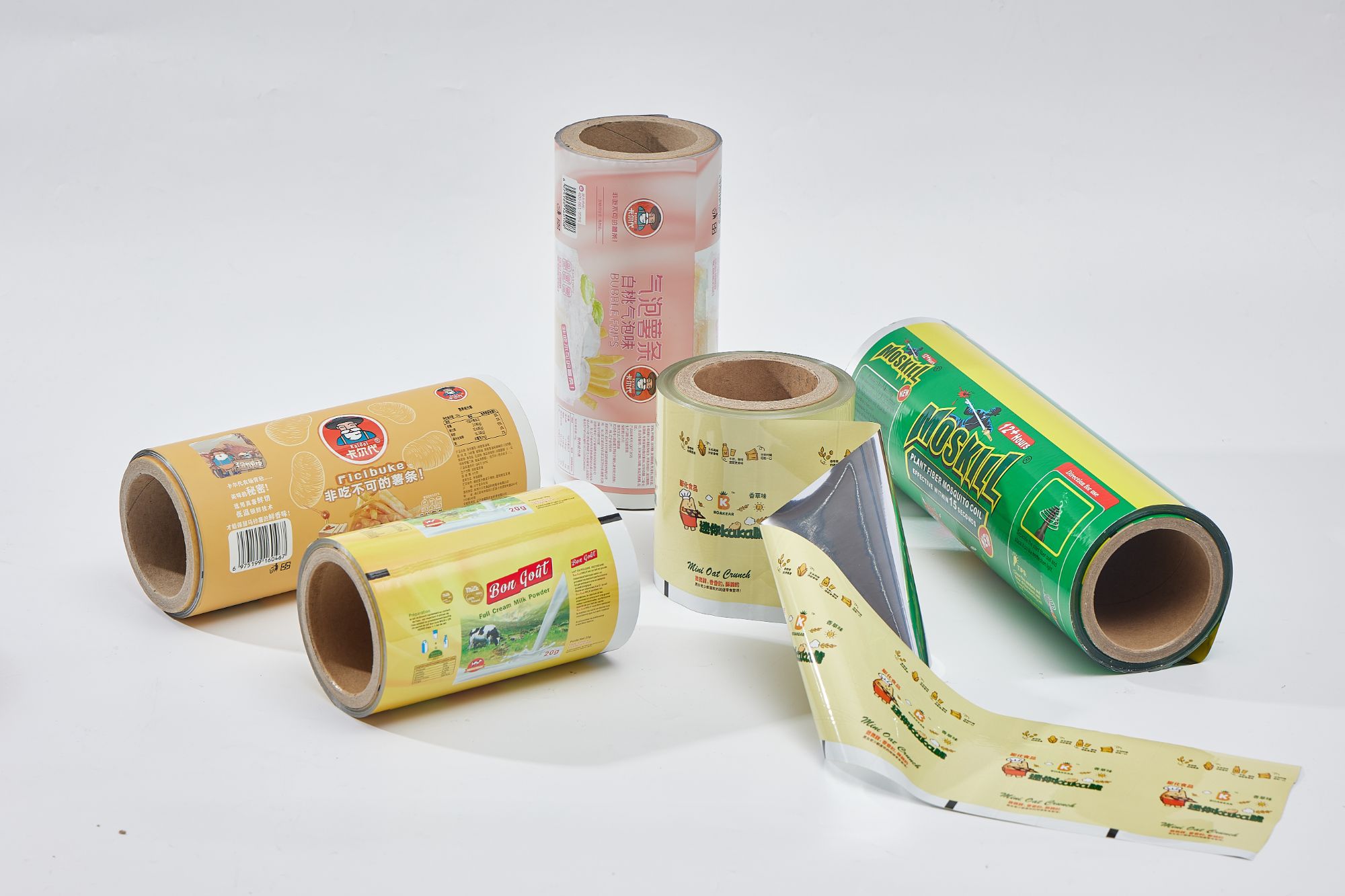 Custom Plastic Film Roll Potato Chips French Fries Pouch Food Packaging Film Roll Bag Plastic Back Side Sealed Bags