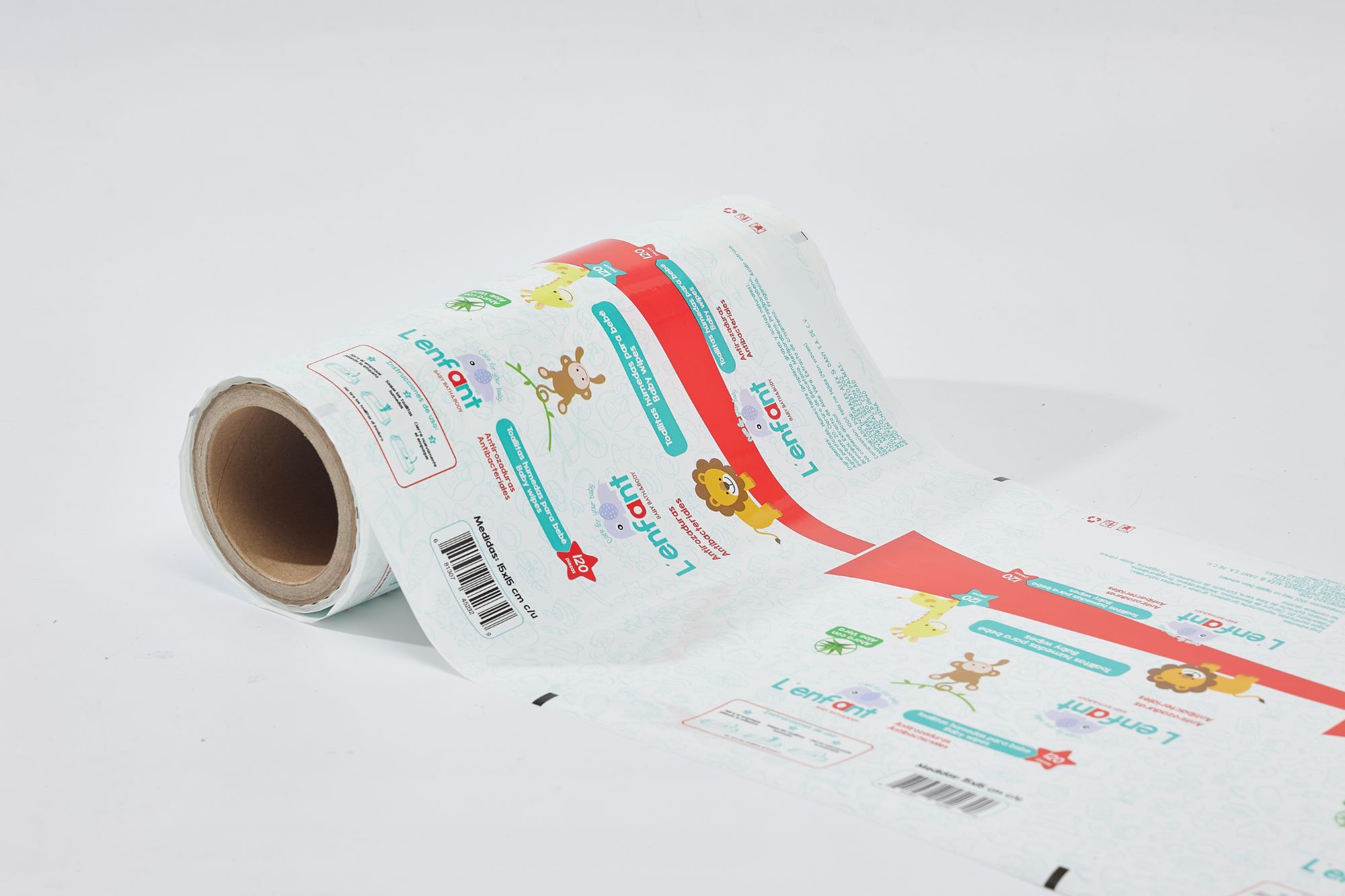 Custom Printed Baby Diaper Wet Tissue Sachet Plastic Laminated Vertical FFS Packaging Film Roll