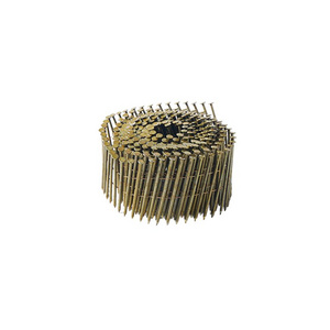 Yellow Coated Spiral Handle Frame Coil Nails Smooth Shank Type Ring Steel Material