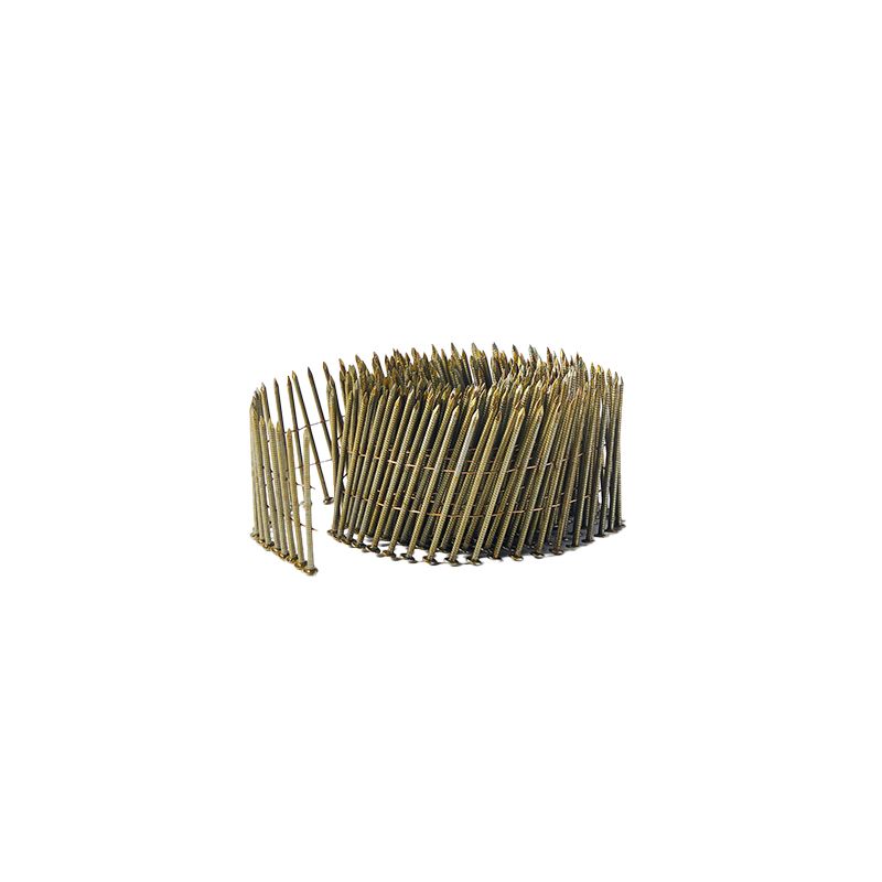 Yellow Coated Spiral Handle Frame Coil Nails Smooth Shank Type Ring Steel Material