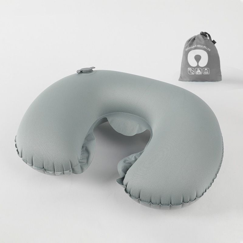 Wholesale Portable Classic Inflatable U-shaped Neck Pillow Milk Fiber for Travel