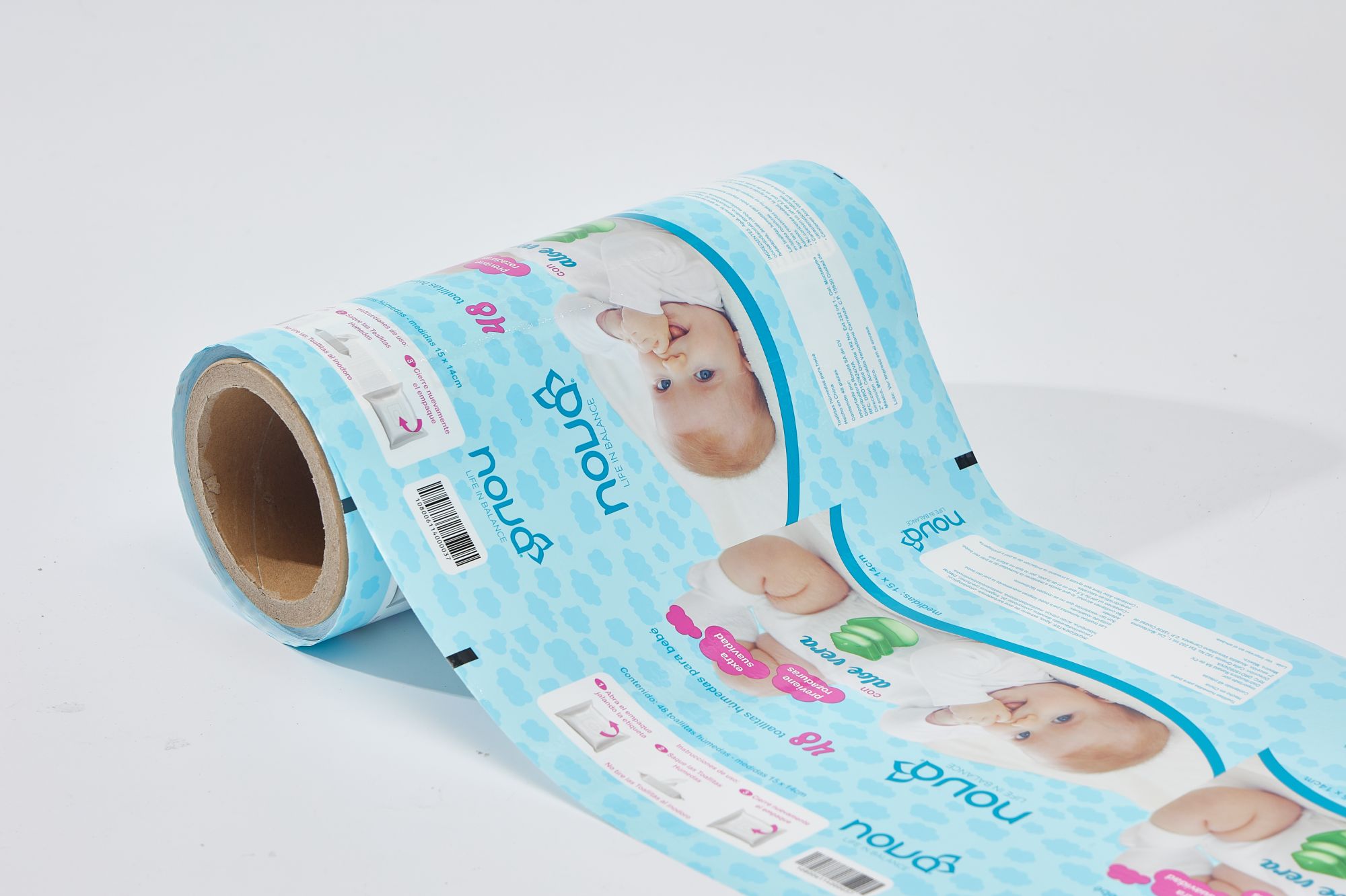 Custom Printed Baby Wet Tissue Plastic Packaging Film Make by Vertical Packaging Machine