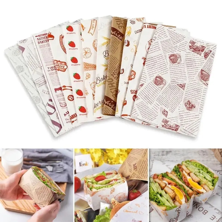 Food Wrapping Wax Grease proof Paper PE Wrap Paper roll for Rice Hamburger PE Coated