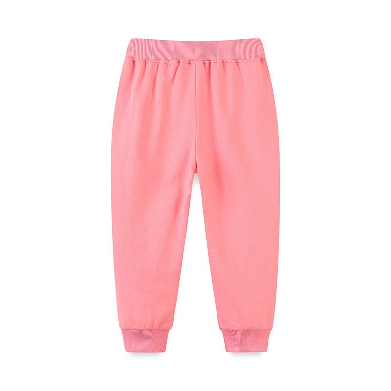 Girls' Autumn Winter Christmas Cartoon Santa Claus Pink Long Pants, Elastic Waist Design, Casual and Warm Trousers