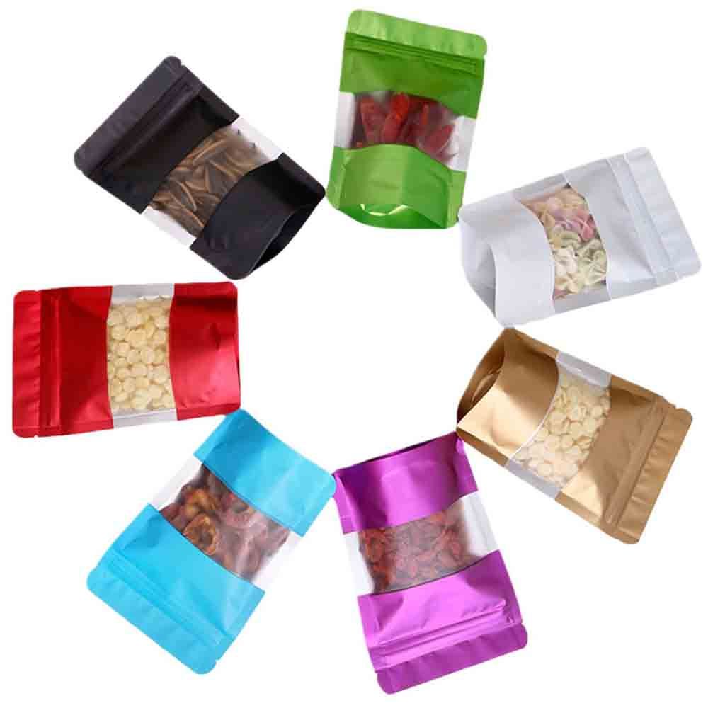 One side transparent stand up zipper pouch custom colorful aluminum foil mylar bag with window