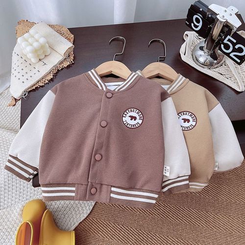 Boys' and Girls' Baseball Jacket, Long-Sleeve Color Block Cardigan, Casual Sports Outerwear for Kids - Autumn/Winter