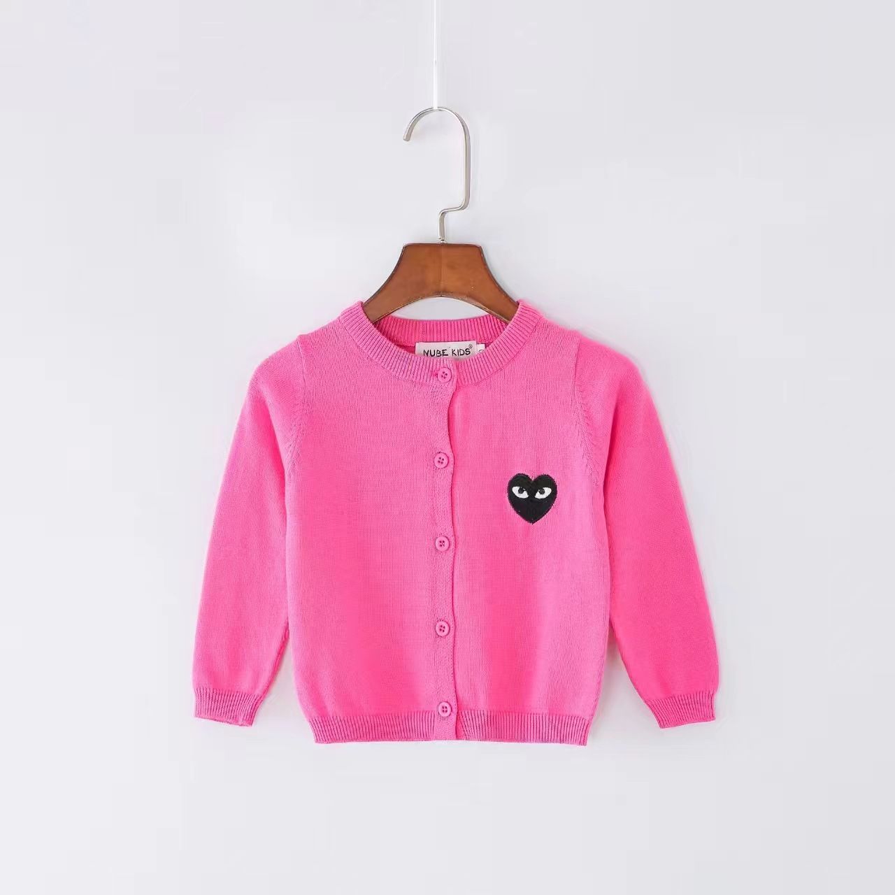 Spring/Autumn Girls' Knitted Cardigan Sweater, Long-Sleeve Top with Cute Embroidered Design, Versatile and Warm Outerwear