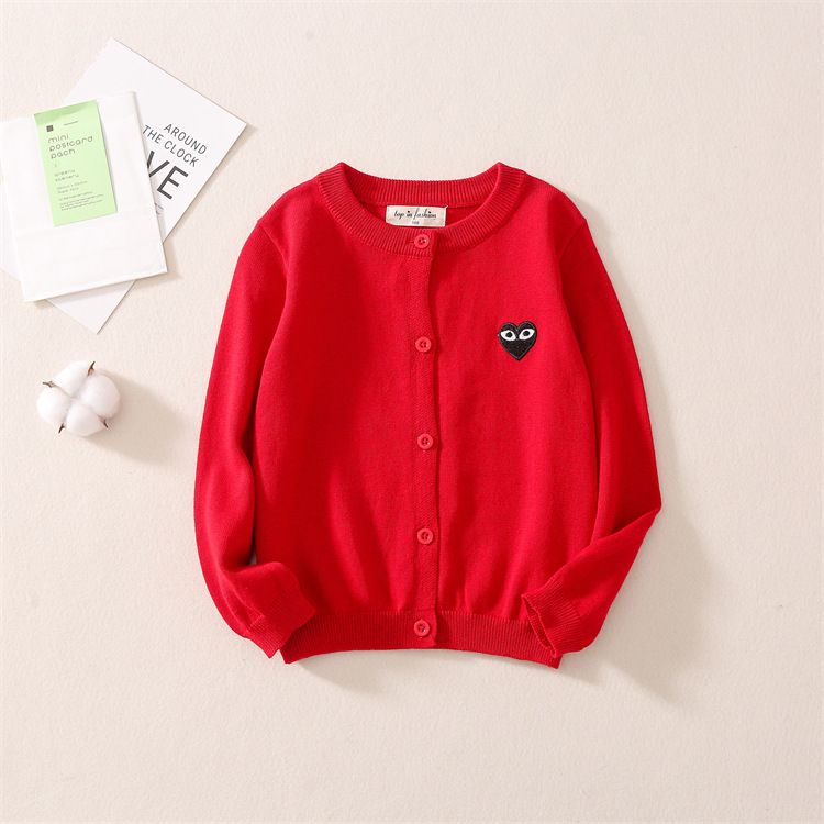 Spring/Autumn Girls' Knitted Cardigan Sweater, Long-Sleeve Top with Cute Embroidered Design, Versatile and Warm Outerwear