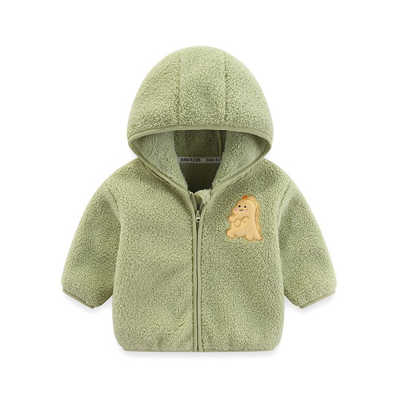 Autumn and Winter Warmth Girls' Long-Sleeve Hooded Fleece Jacket with Cute Design Casual Comfortable Zip-Up Top