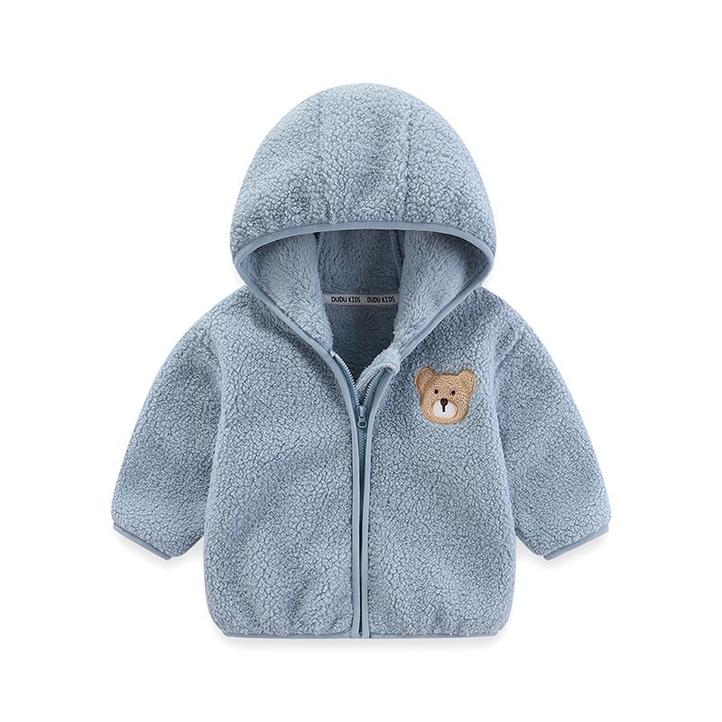 Autumn and Winter Warmth Girls' Long-Sleeve Hooded Fleece Jacket with Cute Design Casual Comfortable Zip-Up Top