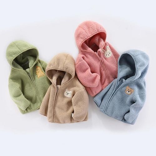 Autumn and Winter Warmth Girls' Long-Sleeve Hooded Fleece Jacket with Cute Design Casual Comfortable Zip-Up Top