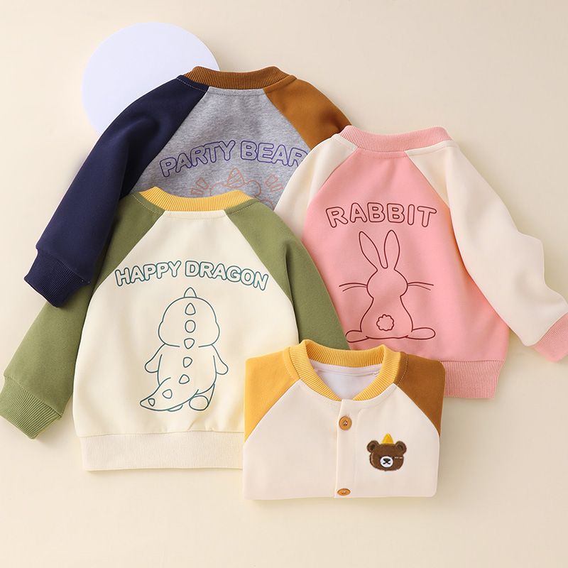 Spring and Autumn Baby Casual Baseball Jacket Girls' Cute Colorblock Warm Zip-Up Toddler Trendy Top