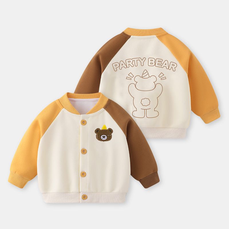 Spring and Autumn Baby Casual Baseball Jacket Girls' Cute Colorblock Warm Zip-Up Toddler Trendy Top