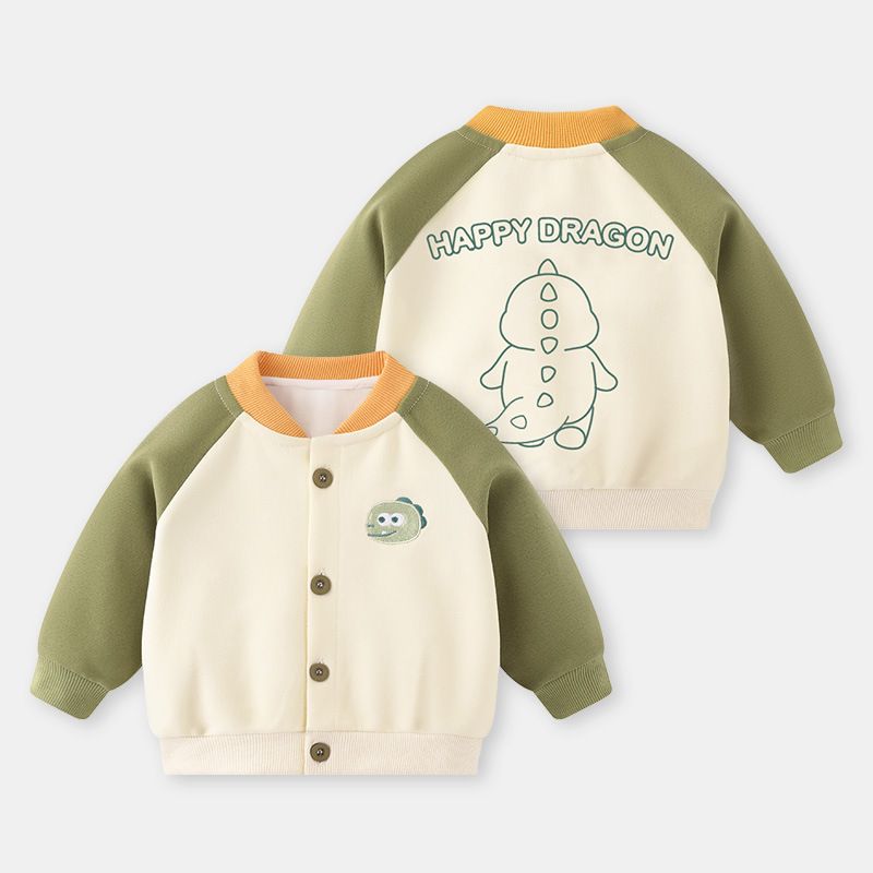 Spring and Autumn Baby Casual Baseball Jacket Girls' Cute Colorblock Warm Zip-Up Toddler Trendy Top