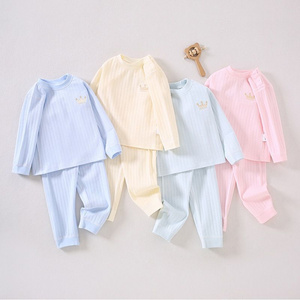 Spring and Autumn Baby Cotton Long-Sleeve Shoulder Button Set Cute Princess Baby Underwear Pajama Two-Piece Set