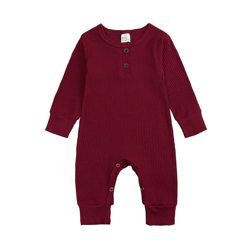 Spring/Autumn Baby Cotton Long-Sleeve Striped Jumpsuit, Simple Button Design, Warm Romper for Babies