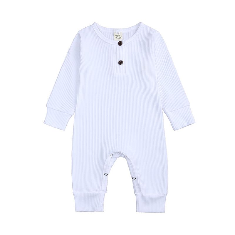 Spring/Autumn Baby Cotton Long-Sleeve Striped Jumpsuit, Simple Button Design, Warm Romper for Babies