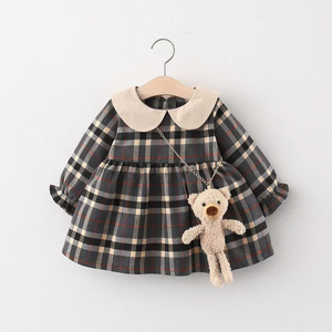 Autumn and Winter Plaid Long-Sleeve Dress, Cute and Stylish Girls' Peter Pan Collar Princess Dress, Trendy Princess Dress