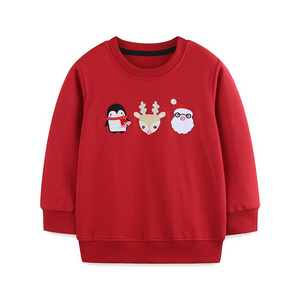 Autumn Winter Girls' Christmas Sweatshirt Warm Long-Sleeve Top Cute Cartoon Print Crewneck Holiday Warm Kidswear