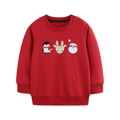 Autumn Winter Girls' Christmas Sweatshirt Warm Long-Sleeve Top Cute Cartoon Print Crewneck Holiday Warm Kidswear