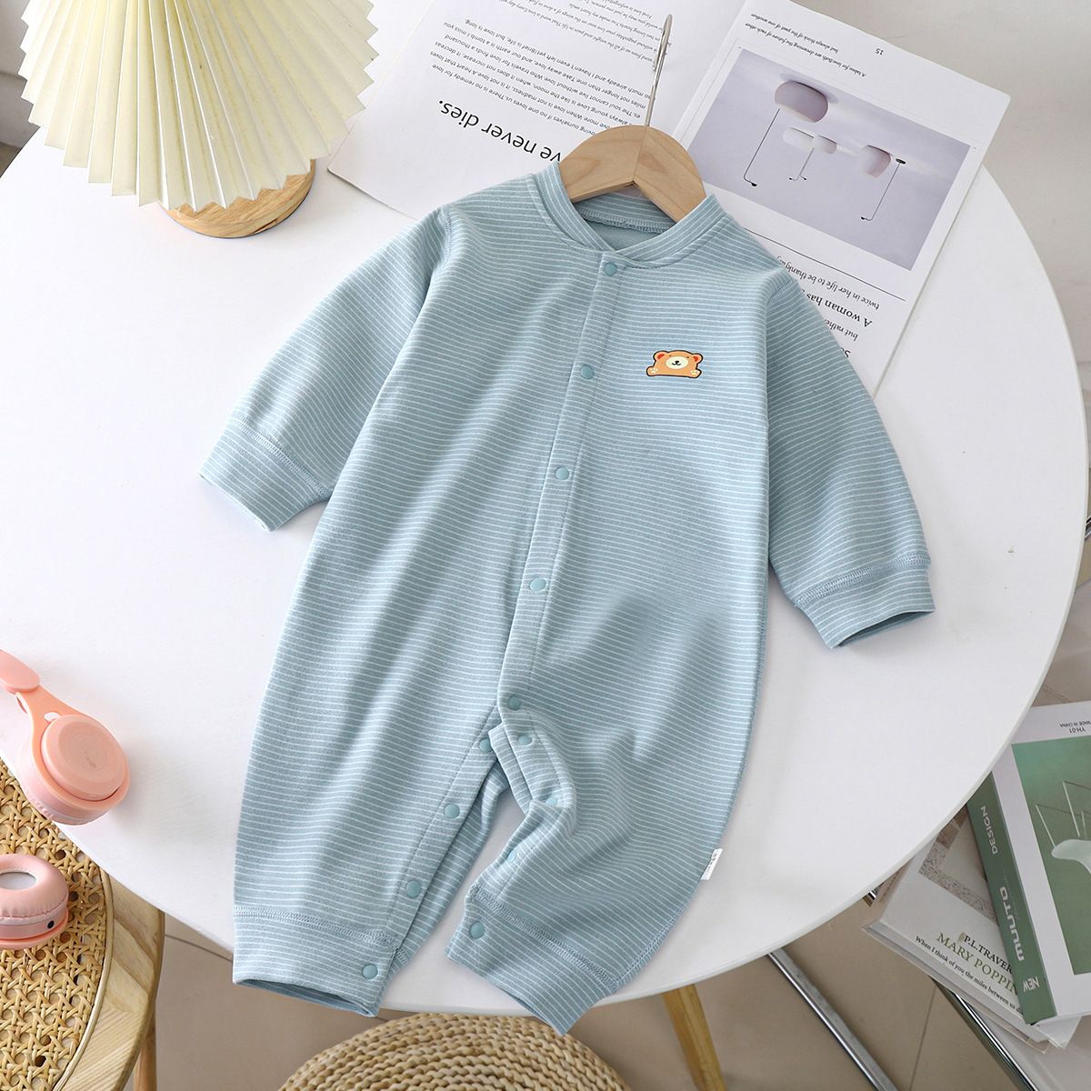 Autumn Winter Baby Cotton Long Sleeve Jumpsuit Cartoon Infant Romper Cute Striped Baby Onesie