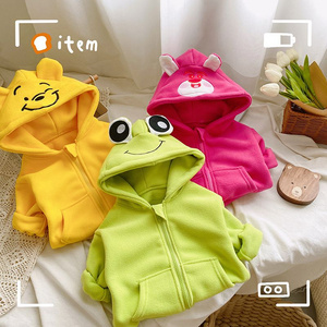 Autumn Winter Baby Flannel Hooded Jacket Warm Cartoon Bunny Long Sleeve Cardigan Hooded Thickened Baby Top