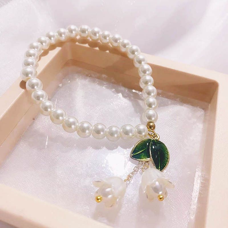 Happy rattle lily of the valley pearl bracelet women's light luxury niche exquisite bracelet