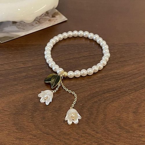 Happy rattle lily of the valley pearl bracelet women's light luxury niche exquisite bracelet